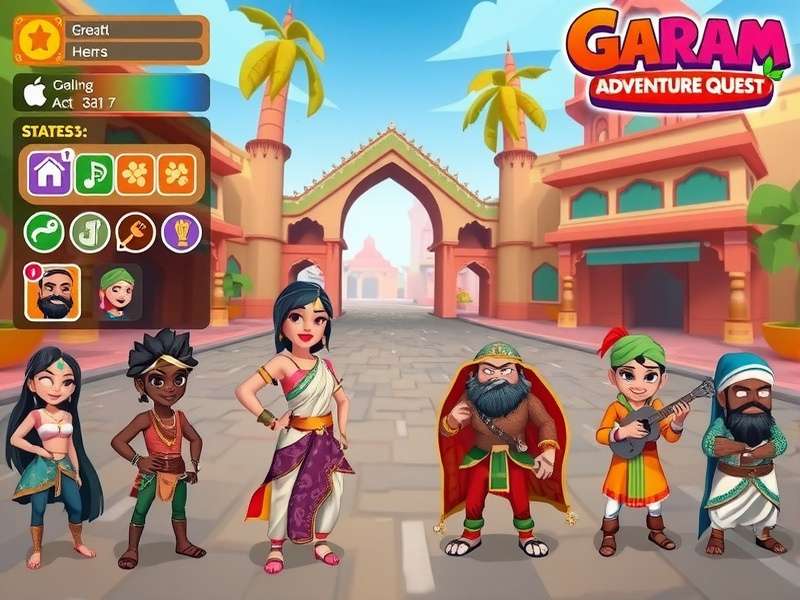 Diverse Character Classes in Garam Adventure Quest Multiple character classes from Garam Adventure Quest showcasing diverse Indian-inspired designs