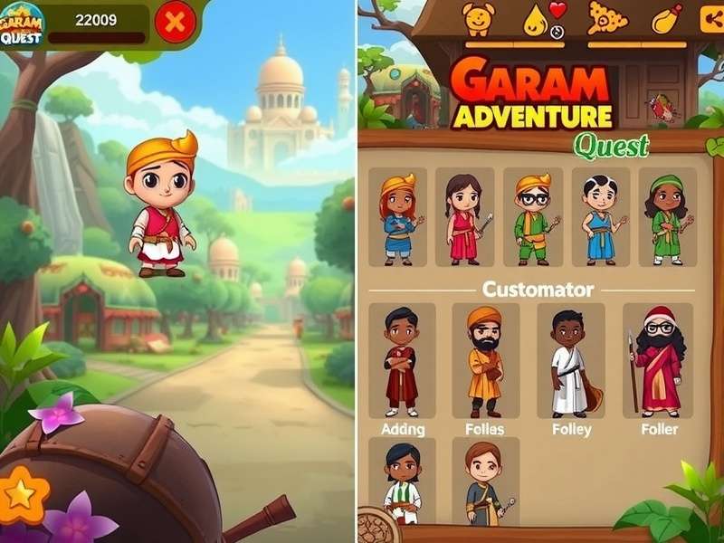 Extensive Character Customization in Garam Adventure Quest Character customization options in Garam Adventure Quest showing diverse Indian attire
