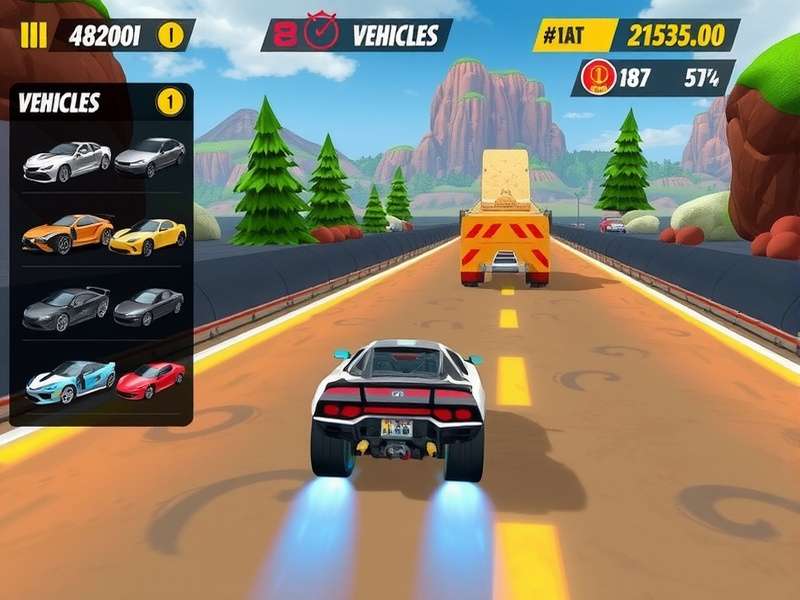 Ruby Riverside Race Gameplay Ruby Riverside Race gameplay screenshot showing vibrant racing environment