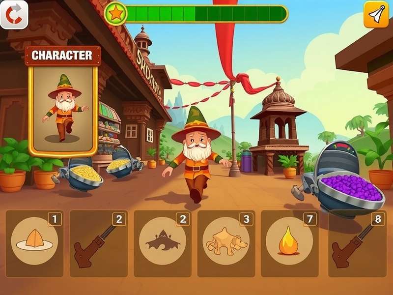 Cardamom Run Wizard Gameplay Cardamom Run Wizard gameplay screenshot showing the wizard character running through a spice market