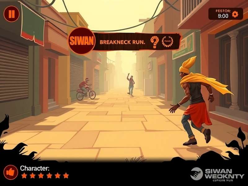 Siwan Breakneck Run Gameplay Siwan Breakneck Run gameplay screenshot showing character running through Indian streets