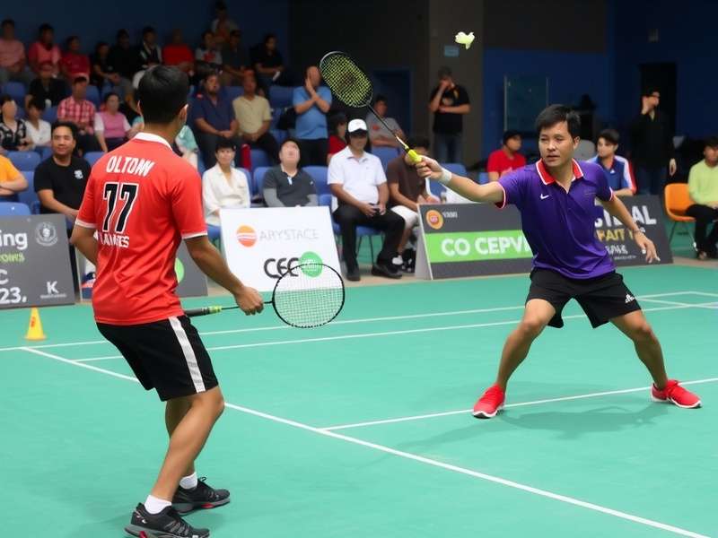 Professional Rising Stars Badminton match Rising Stars Badminton players in action