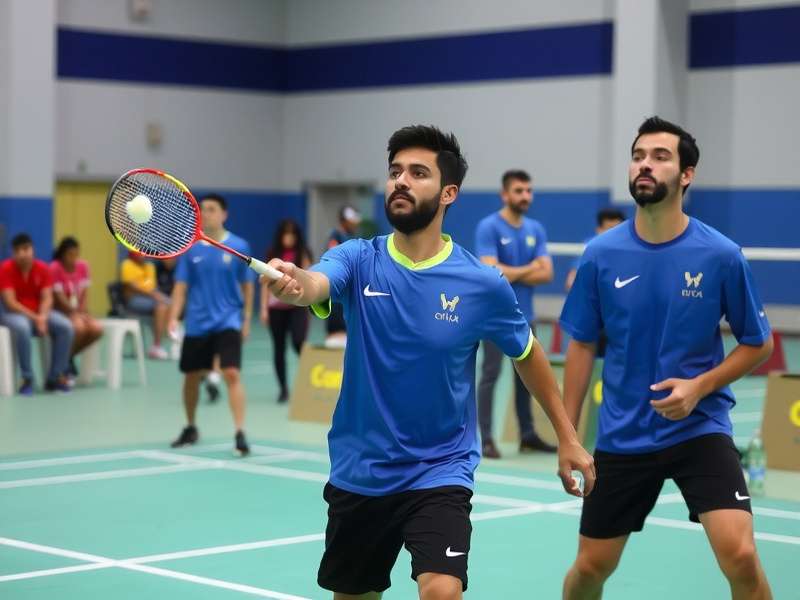 International Rising Stars Badminton tournament Rising Stars Badminton tournament action with players and audience