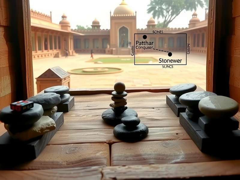 Historical Patthar Conqueror Game Historical depiction of Patthar Conqueror being played in traditional Indian setting