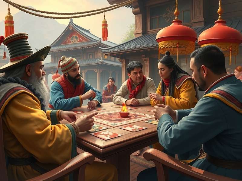 Traditional Siwan Express Ace Game Setup Siwan Express Ace card game setup with players