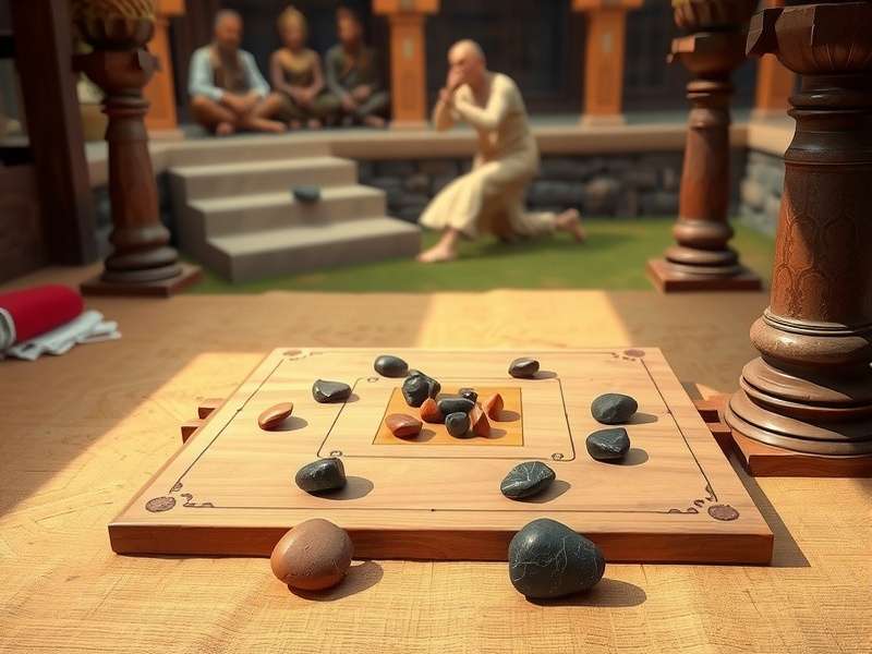 Patthar Conqueror Game Setup Traditional Patthar Conqueror game setup with stones