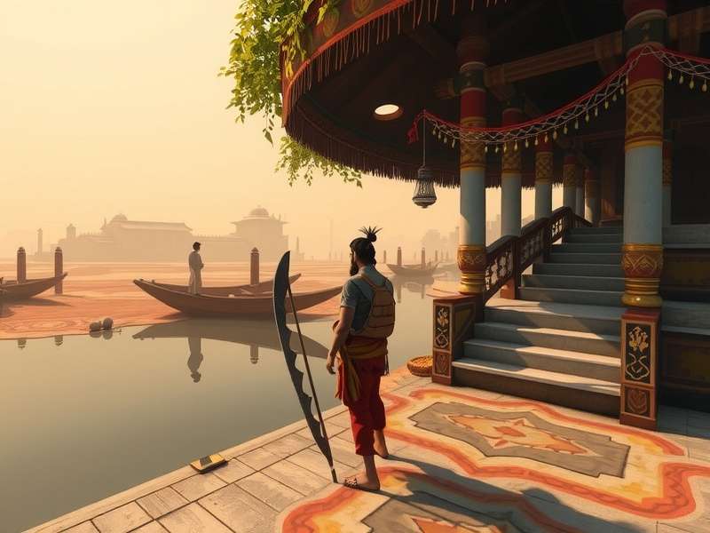 Ganges Sacred Trail - Spiritual Journey Ganges Sacred Trail gameplay screenshot showing character by river