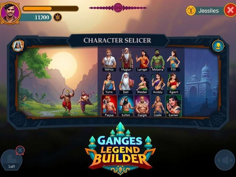 Ganges Legend Builder Character Roster Character selection screen showing various mythological figures from Ganges Legend Builder