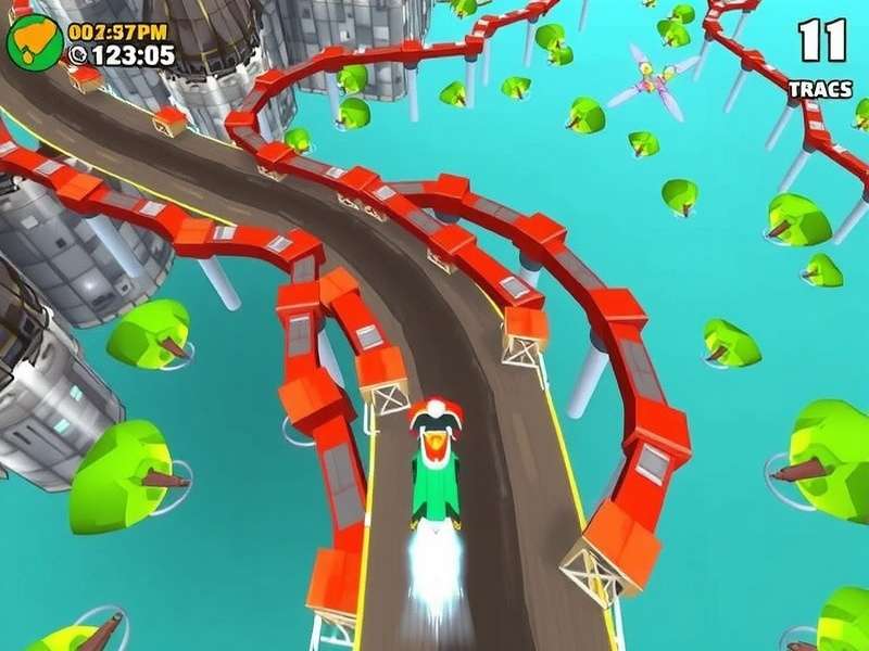 Ponda Fast Flyer track showing various obstacles and racing elements