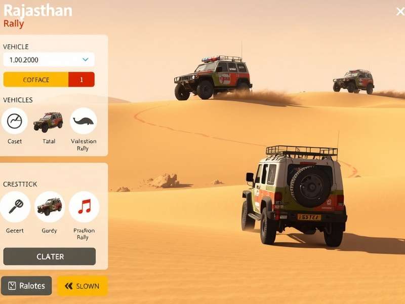 Vehicle Customization in Rajasthan Rally Rajasthan Rally vehicle customization interface