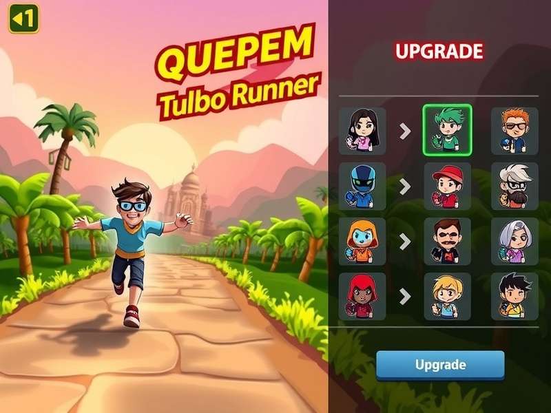 Character Upgrade System Quepem Turbo Runner upgrade interface showing character customization options