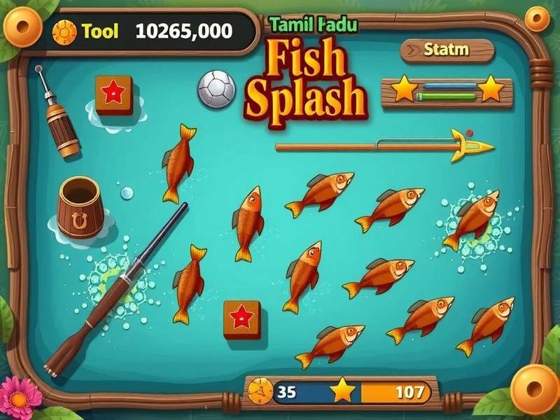 Tamil Nadu Fish Splash Game Interface Tamil Nadu Fish Splash interface showing fishing tools and scoring system