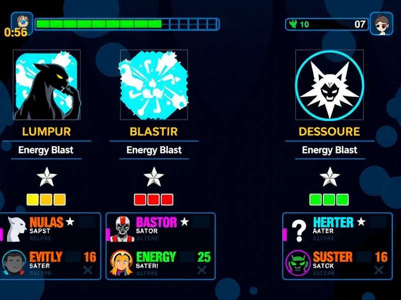 Panther S Energy Blast Character Roster Panther S Energy Blast character selection screen showing diverse roster