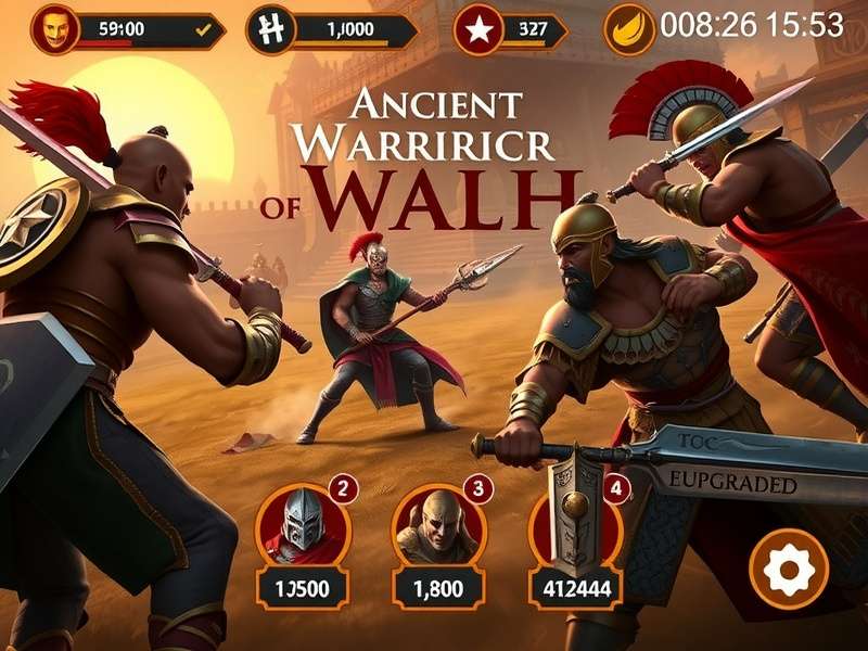 Ancient Warrior Clash Upgrade System Ancient Warrior Clash progression and upgrade interface