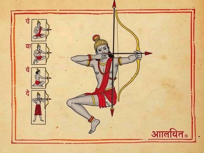 Ancient depiction of archery techniques from Indian manuscripts