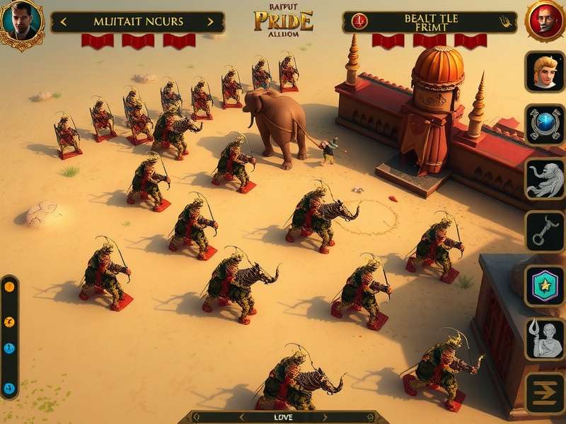 Rajput Kingdom S Pride battle scene with warriors and elephants