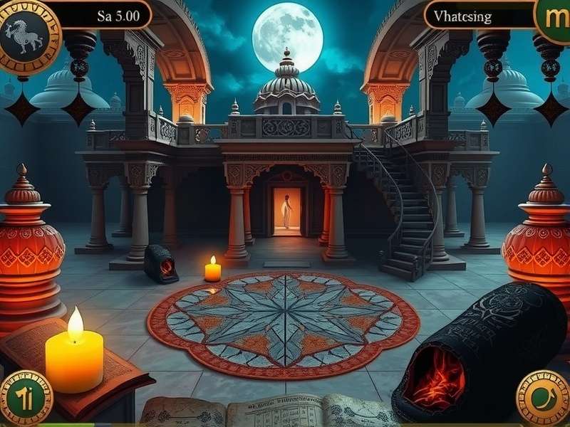 Moonlit Enigma Explorer - Puzzle Solving Interface Moonlit Enigma Explorer puzzle-solving interface with Indian mathematical elements