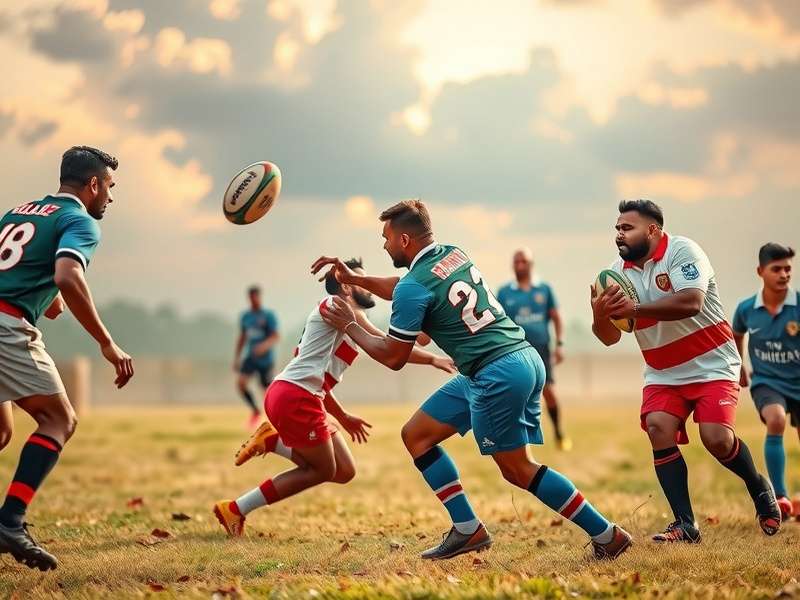 Rugby coaching session in India showing skill development