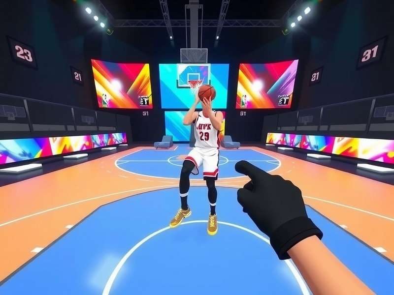 VR Controller Interaction in Basketball Blitz VR Basketball Blitz VR player using VR controllers to dribble and shoot