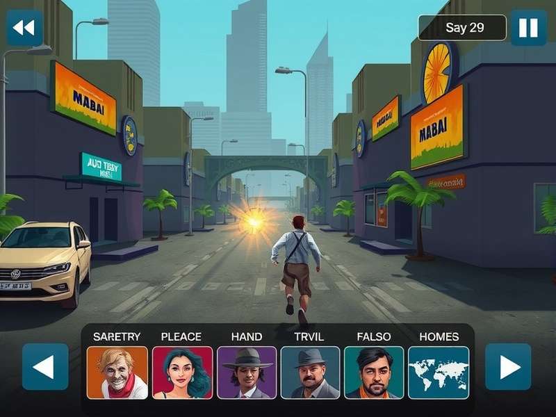 Mumbai Chase Adventure gameplay screenshot showing character running through Mumbai streets