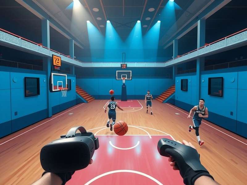 Immersive Basketball Blitz VR Gameplay Basketball Blitz VR gameplay screenshot showing immersive virtual reality basketball action