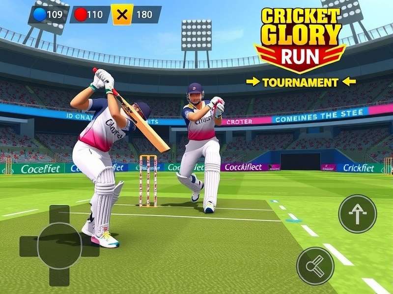 Cricket Glory Run control interface and gameplay mechanics