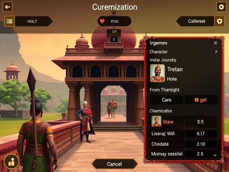 Rashtrakuta Heroic Journey gameplay screenshot showing historical Indian architecture