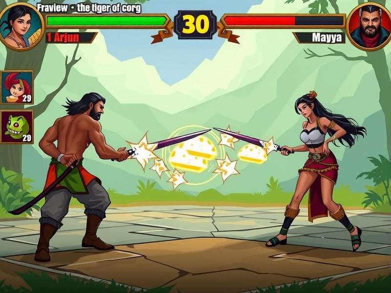 Karnataka Combat King gameplay screenshot showing characters in combat