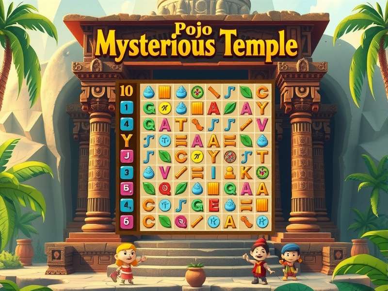 Character lineup from Pojo The Mysterious Temple showing diverse cast