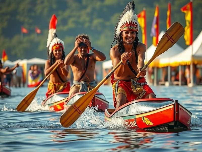 Modern Indian Paddle Warriors Competition Modern Indian Paddle Warriors competition with safety equipment
