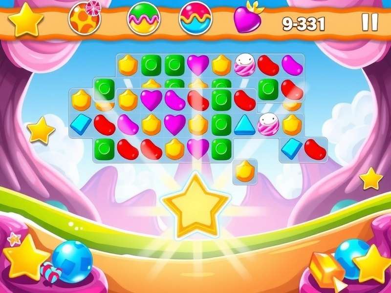 Gummy Candy Star Rush Gameplay Gummy Candy Star Rush gameplay screenshot showing colorful candy pieces and power-ups