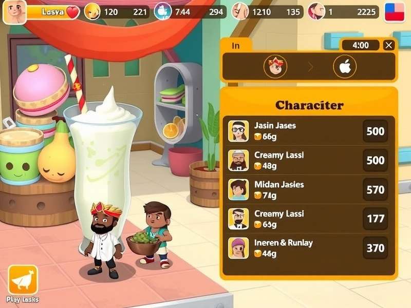Creamy Lassi Journey gameplay screenshot showing colorful Indian market environment