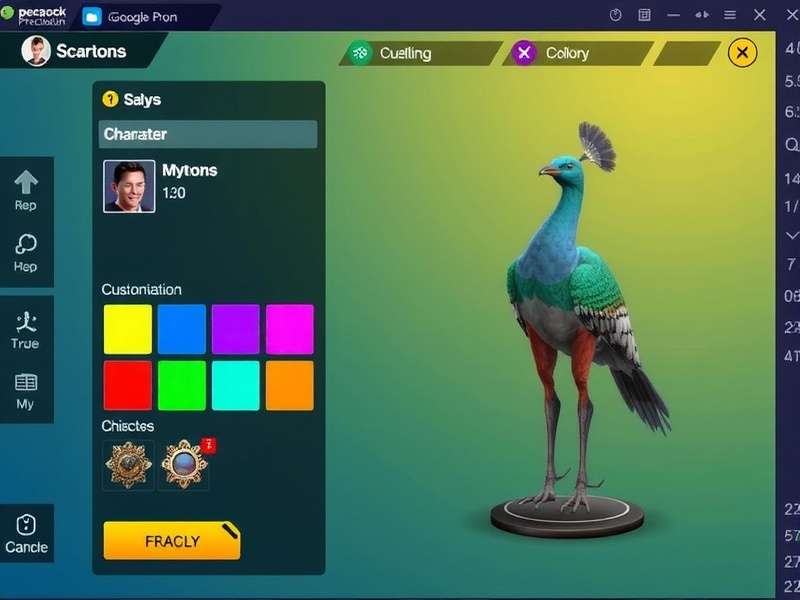 Peacock Precision Pro gameplay screenshot showing colorful interface