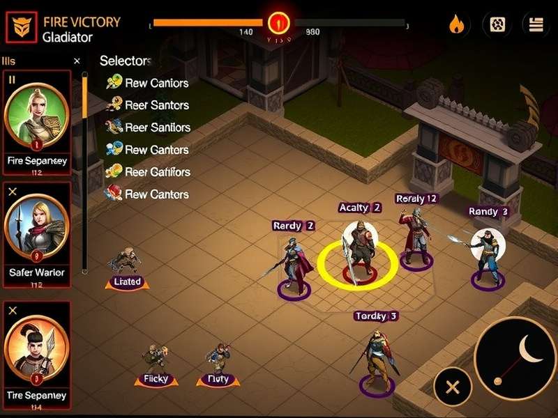 Fire Victor Y Gladiator character roster showing diverse warriors