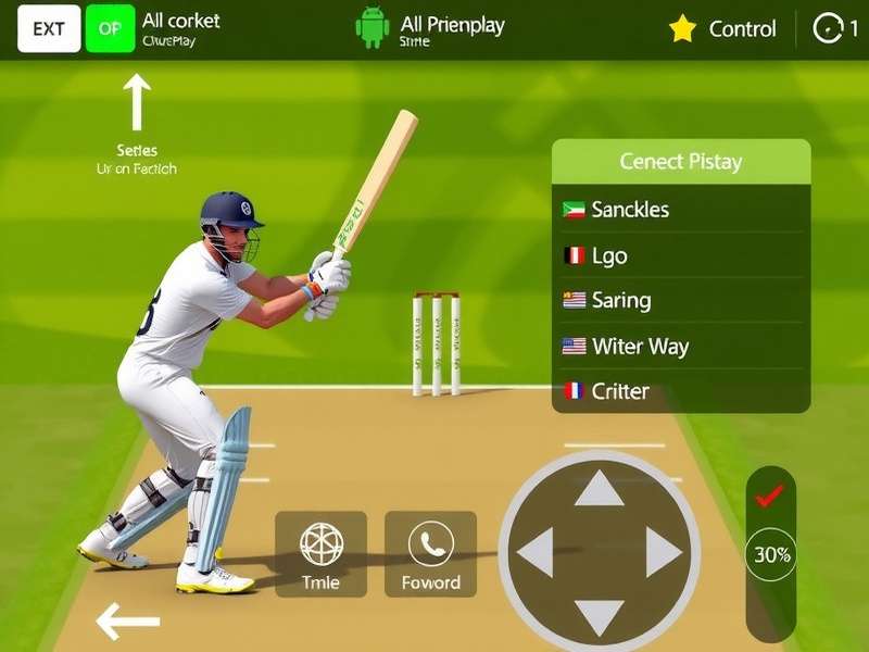 All Rounder Cricket gameplay screenshot showing batting interface