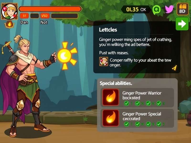 Ginger Power Warrior gameplay screenshot showing character selection