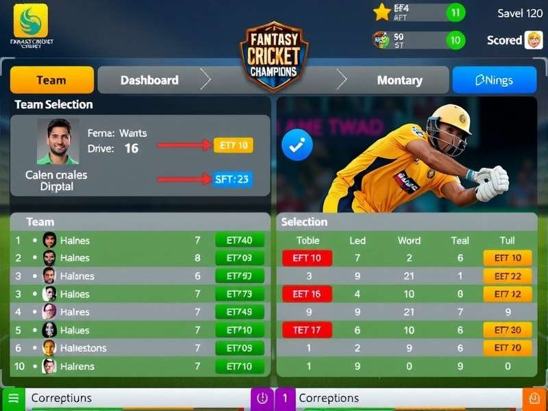 Fantasy Cricket Champions Dashboard Interface