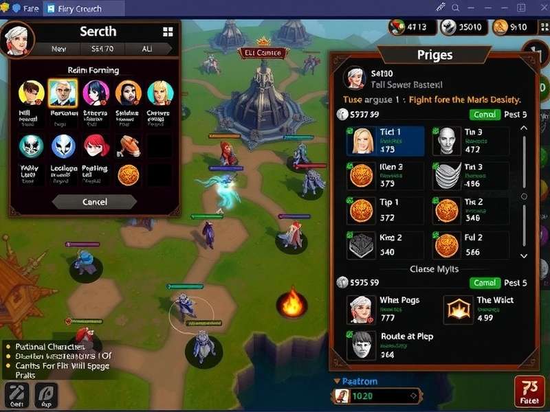 Fiery Realm Monarchs character customization screen showing different classes and specializations