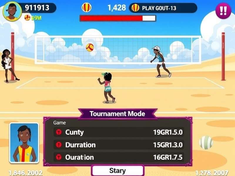 Desi Beach Volley Fun gameplay screenshot showing beach volleyball action