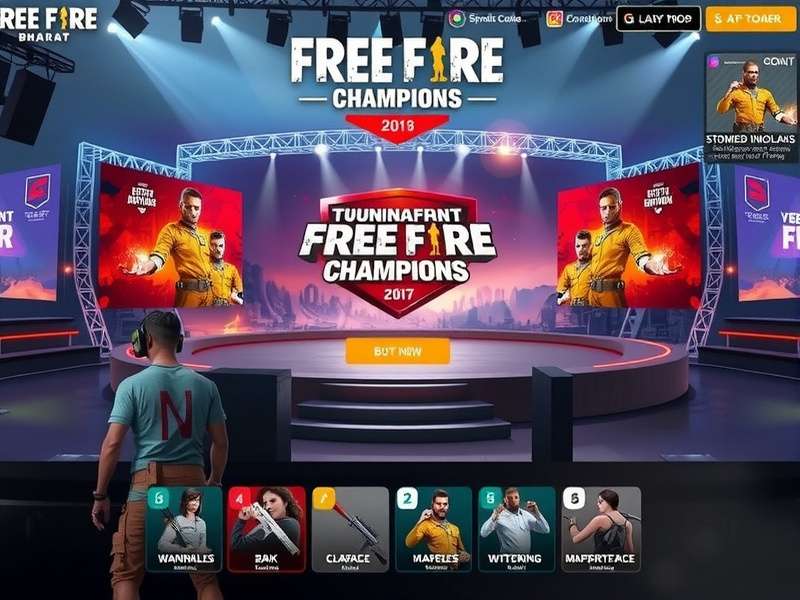 Free Fire Bharat Champions gameplay screenshot showing battle royale action