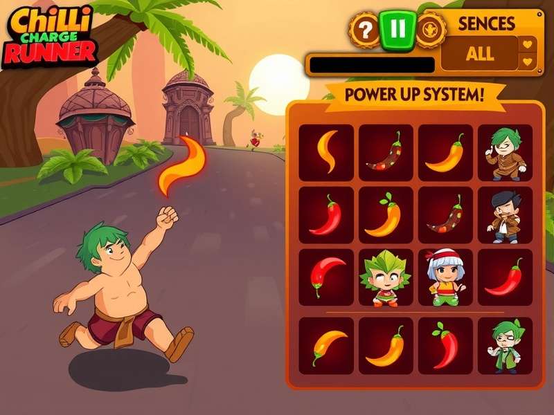 Chilli Charge Runner Gameplay Chilli Charge Runner gameplay screenshot showing character running through vibrant Indian-inspired environment