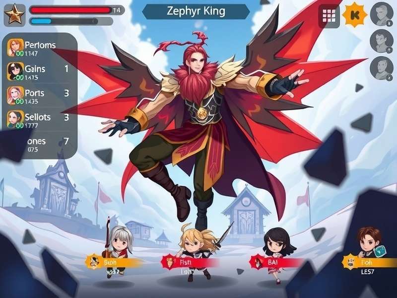 Zephyr King character selection screen showing diverse heroes