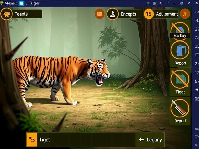 Majestic Tiger Safari gameplay screenshot showing tiger in natural habitat