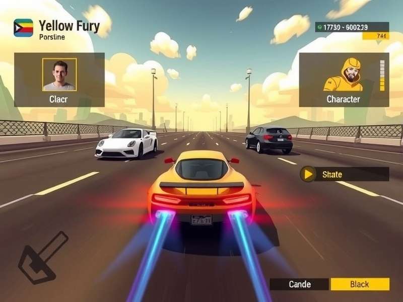 Yellow Fury Pursuit gameplay screenshot showing intense car chase