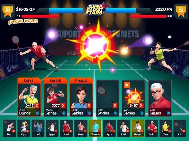Special Abilities in Super Racket Stars Super Racket Stars character abilities showcase with special moves