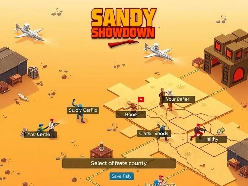 Sandy Showdown Strategic Map Sandy Showdown strategy map showing key locations