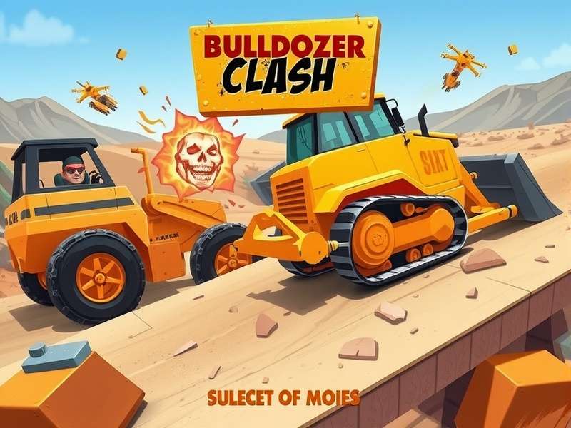 Bulldozer Clash intense battle gameplay Bulldozer Clash gameplay screenshot showing bulldozer battle