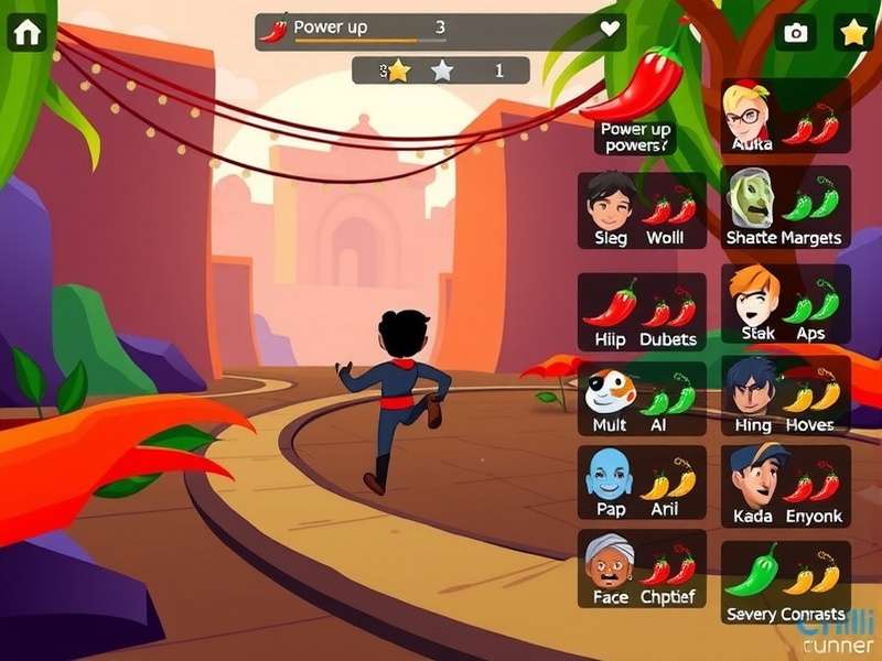 Chilli Charge Runner Power-Up System Chilli Charge Runner power-up system interface showing various chili-based abilities