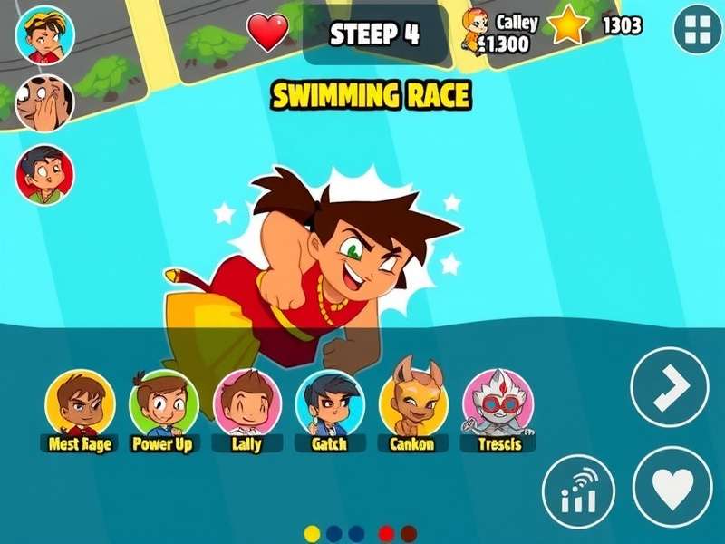 Chhota Bheem Swimming Race character selection screen