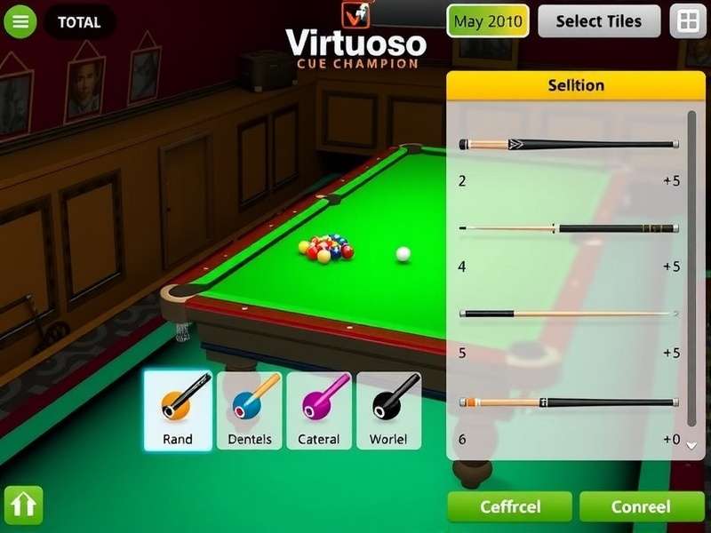 Virtuoso Cue Champion Game Modes Virtuoso Cue Champion game modes selection screen